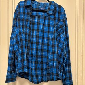 Arizona Blue and Black Plaid Flannel Shirt